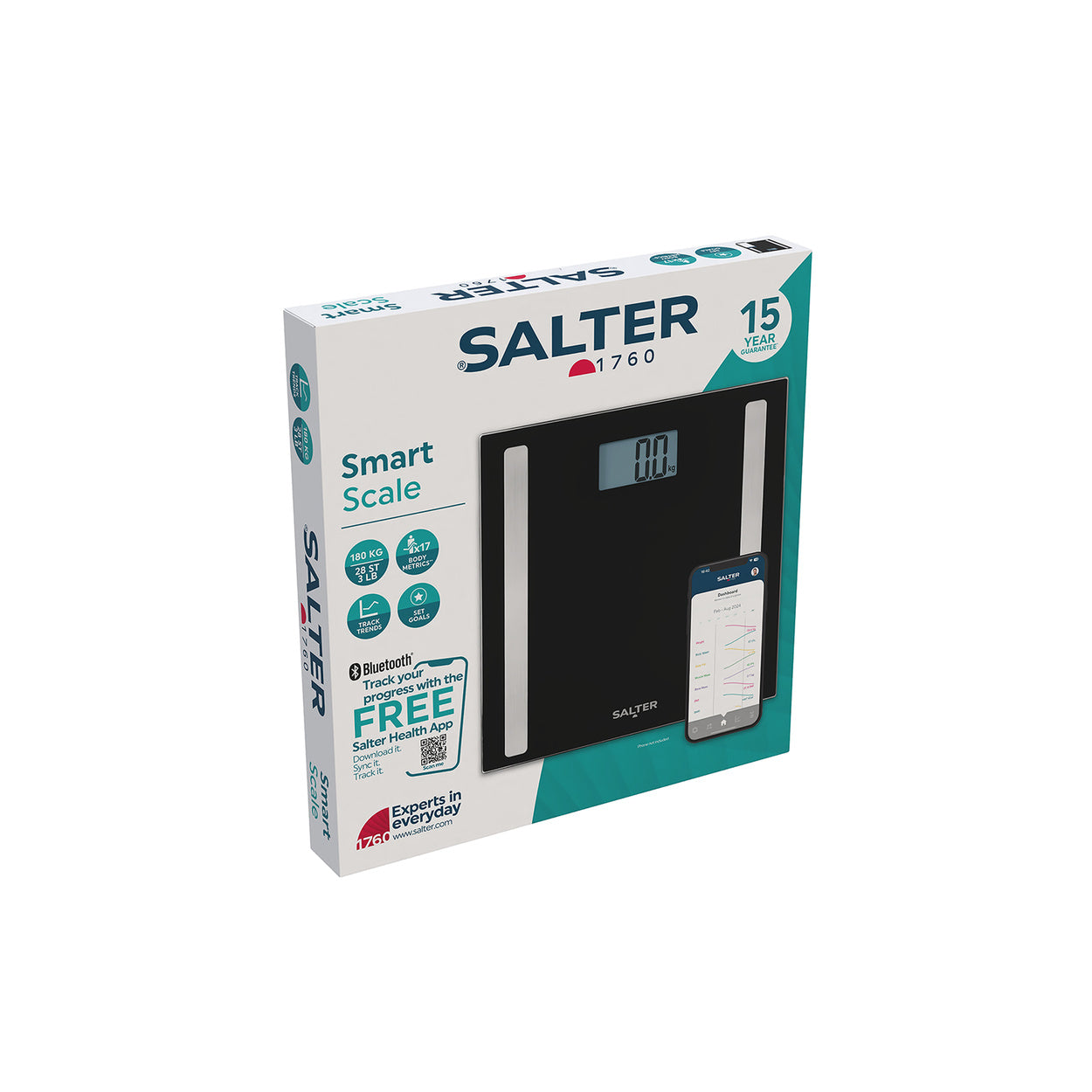 Salter Bluetooth Smart Bathroom Scale 180kg Black