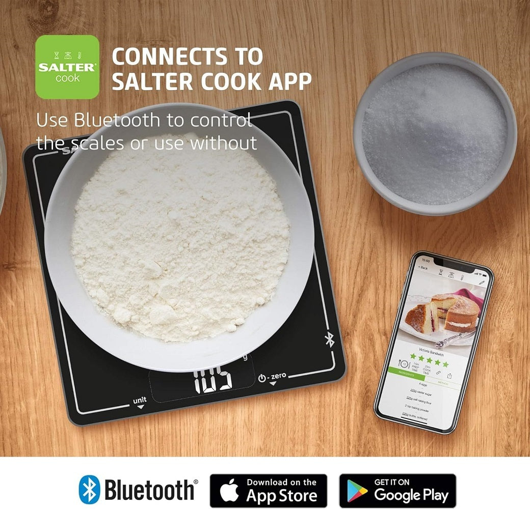 Salter Bluetooth Electronic Kitchen Scale 10kg - Black