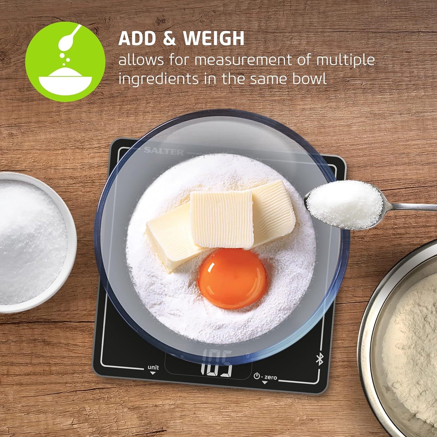 Salter Bluetooth Electronic Kitchen Scale 10kg - Black